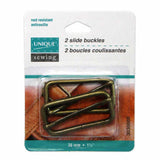 UNIQUE SEWING Boucles coulissantes - métallique - 38mm (11⁄2″) - or antique - 2 mcx  3036688