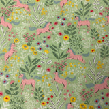 Flanelle licorne rose fond vert menthe (Riley Blake) F12000