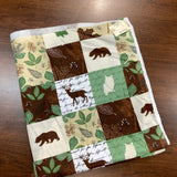 Coupon Flanelle carreau animaux forêt 122cm  (vendu tel quel)