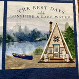 100% coton panneau de 4 images pour coussin chalet ( wake at the lake ) PPD14896