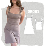 DR001 - 3 en 1 Robes doublées + camisole en tricot avec bretelles ajustables et volants