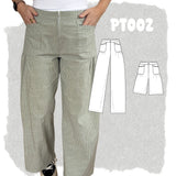 PT002 - Pantalon jambe larges à poches froncées