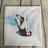 Panneau Jersey coton / élasthanne Pin up martini soulier rouge mer bleu