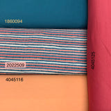 Jersey coton / élasthanne ligné pêche fond turquoise - 2022509